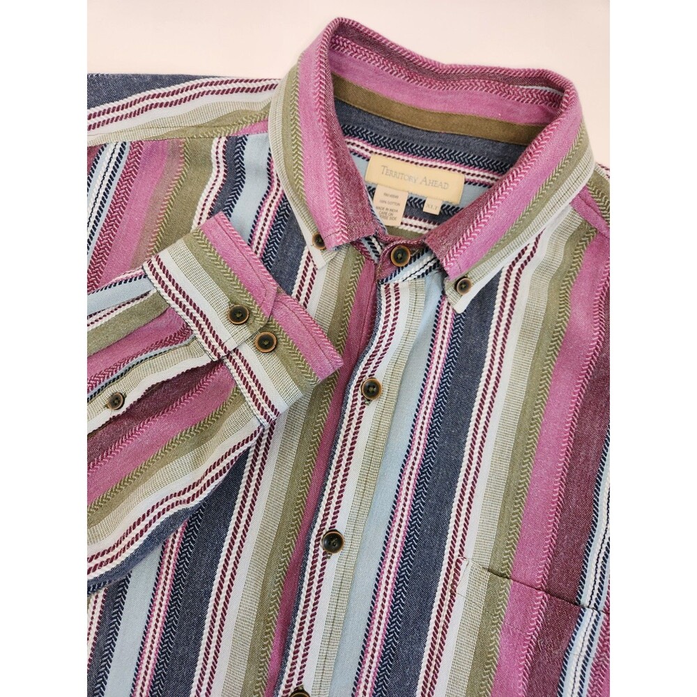 Territory Ahead Shirt Men's XLT Long Sleeve Button Down Striped Retro Southwest